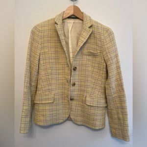Theory butter yellow cotton tweedy lined summer blazer